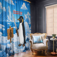 Flight Was Never An Option Funny Penguin With Knife Window Curtain Animal Meme Humor Comic Graphic