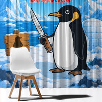 Flight Was Never An Option Funny Penguin With Knife Window Curtain Animal Meme Humor Comic Graphic