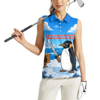 Flight Was Never An Option Funny Penguin With Knife Women Sleeveless Polo Shirt Animal Meme Humor Comic Graphic