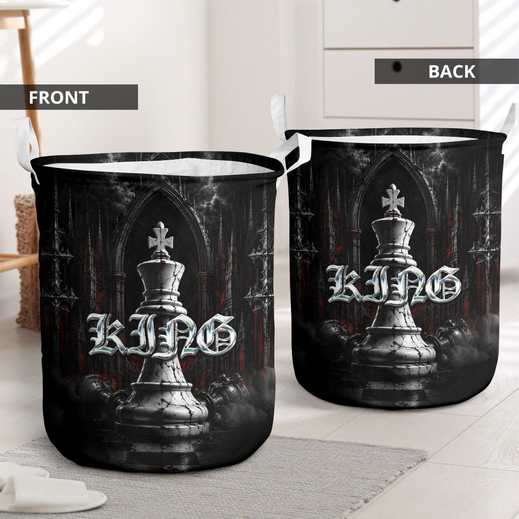 King Chess Piece Laundry Basket Dark Gothic Fantasy Board Game Art