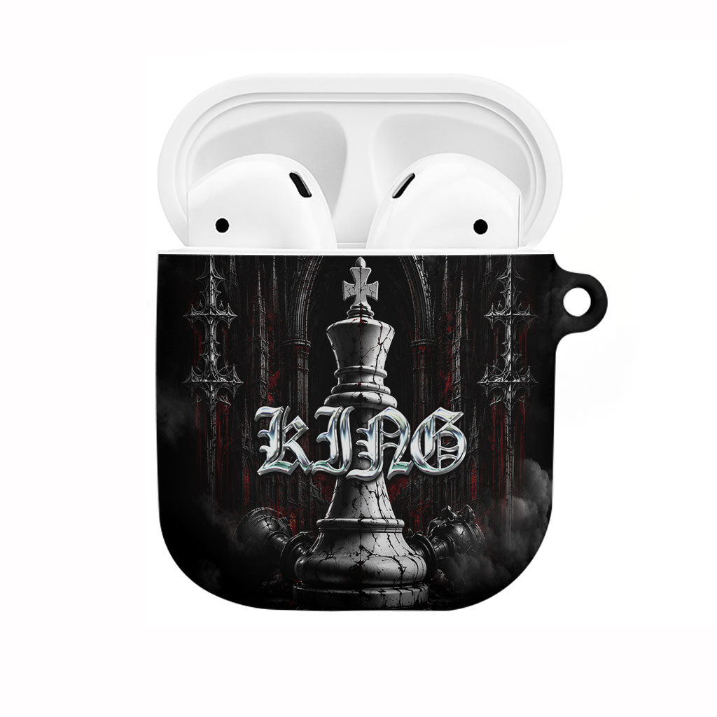 King Chess Piece AirPods Case Dark Gothic Fantasy Board Game Art