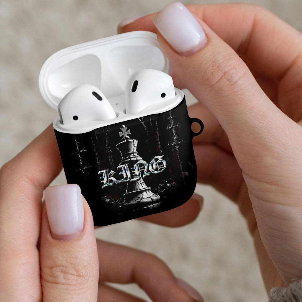 King Chess Piece AirPods Case Dark Gothic Fantasy Board Game Art