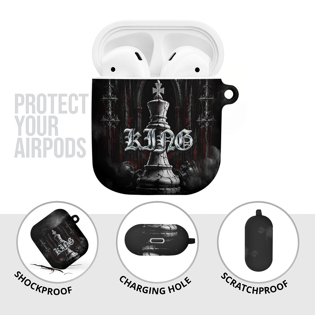 King Chess Piece AirPods Case Dark Gothic Fantasy Board Game Art