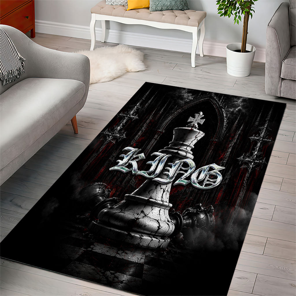 King Chess Piece Area Rug Dark Gothic Fantasy Board Game Art