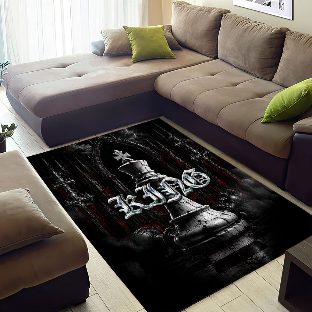 King Chess Piece Area Rug Dark Gothic Fantasy Board Game Art