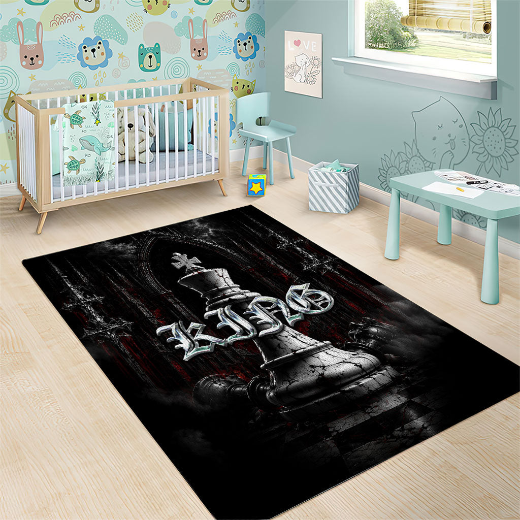 King Chess Piece Area Rug Dark Gothic Fantasy Board Game Art