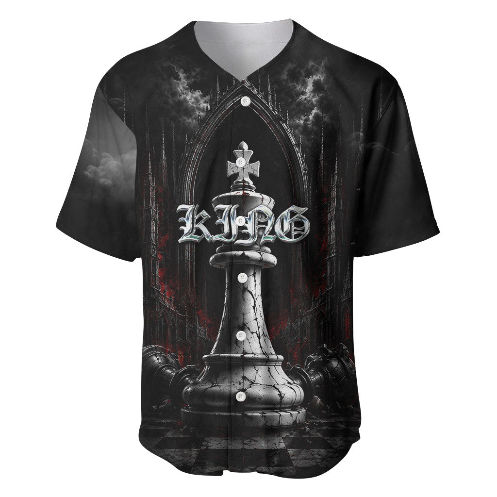 King Chess Piece Baseball Jersey Dark Gothic Fantasy Board Game Art