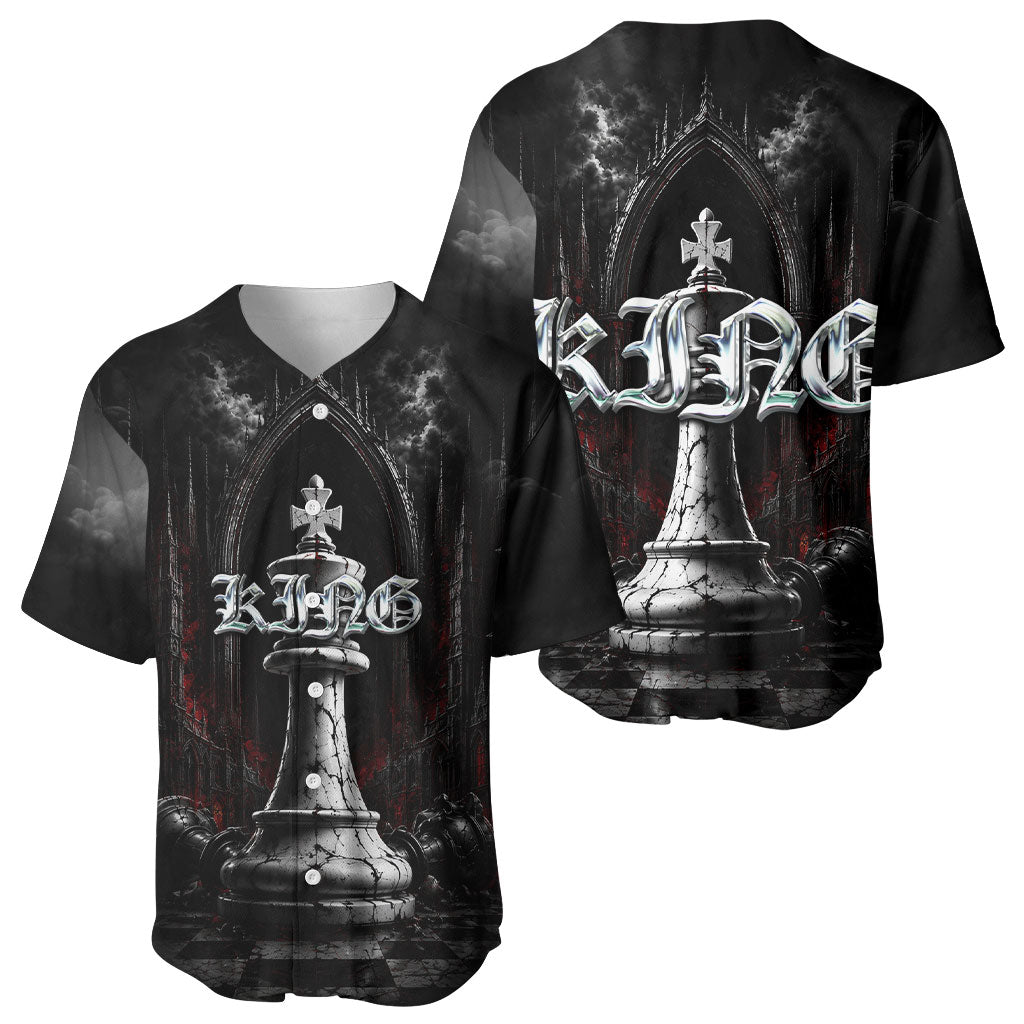 King Chess Piece Baseball Jersey Dark Gothic Fantasy Board Game Art