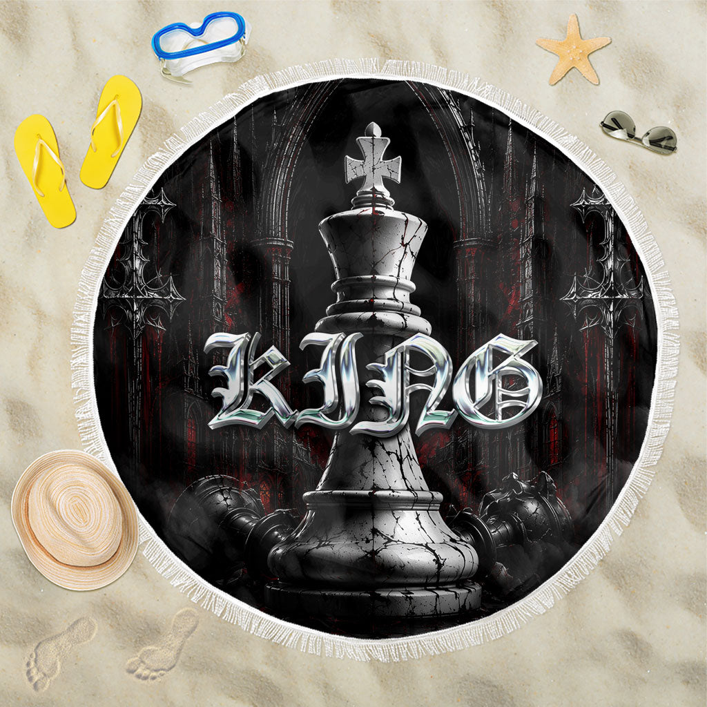 King Chess Piece Beach Blanket Dark Gothic Fantasy Board Game Art