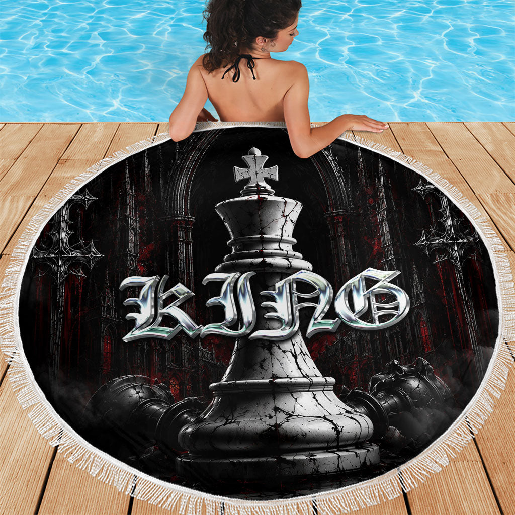King Chess Piece Beach Blanket Dark Gothic Fantasy Board Game Art