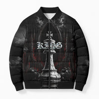 King Chess Piece Bomber Puffer Jacket Dark Gothic Fantasy Board Game Art