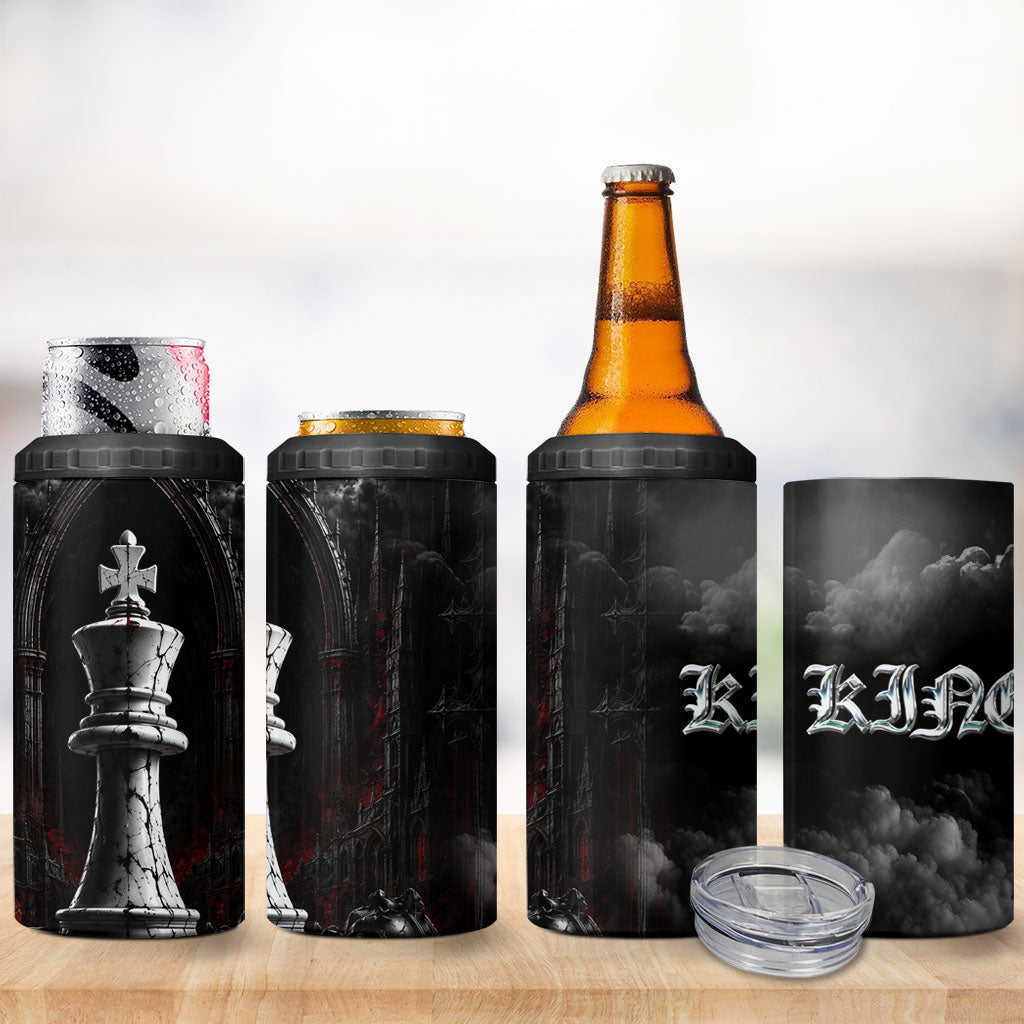 King Chess Piece 4 in 1 Can Cooler Tumbler Dark Gothic Fantasy Board Game Art