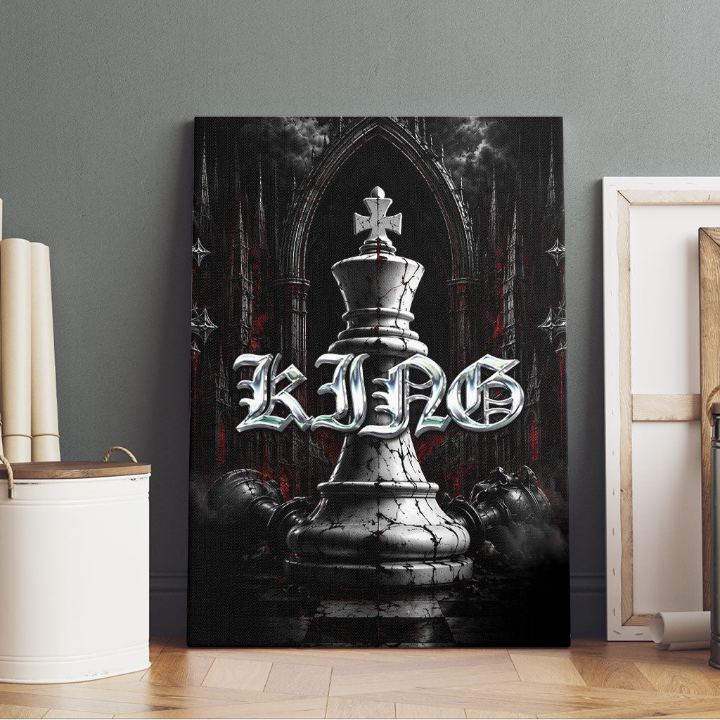 King Chess Piece Canvas Wall Art Dark Gothic Fantasy Board Game Art