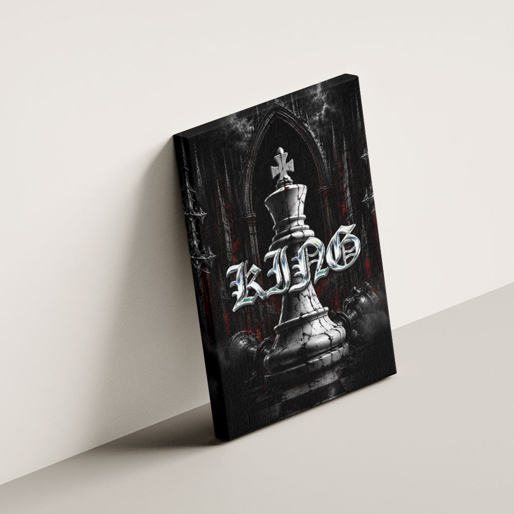 King Chess Piece Canvas Wall Art Dark Gothic Fantasy Board Game Art