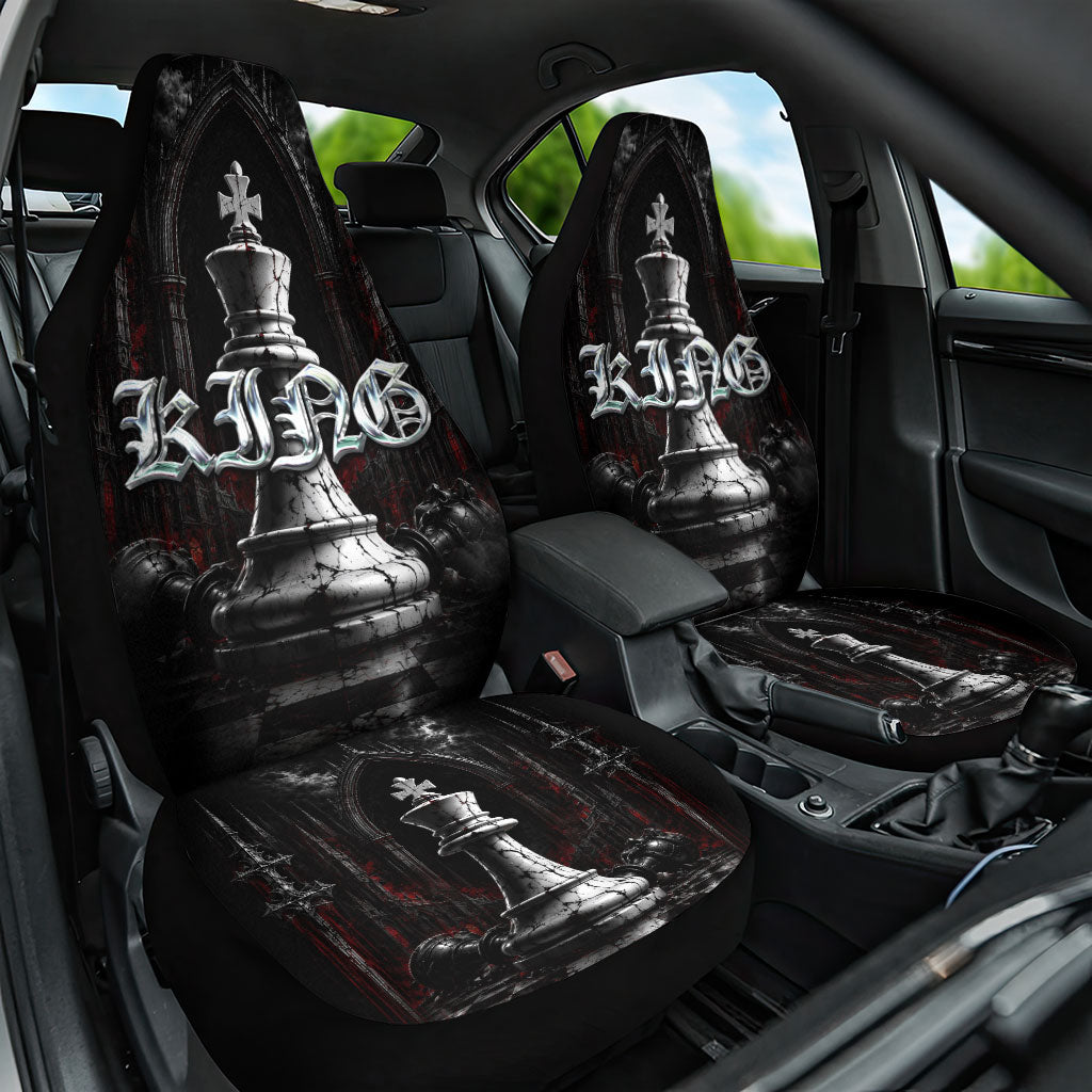 King Chess Piece Car Seat Cover Dark Gothic Fantasy Board Game Art