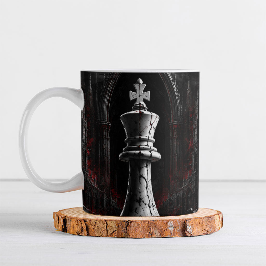 King Chess Piece Ceramic Mug Dark Gothic Fantasy Board Game Art