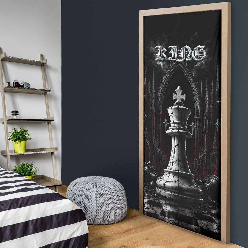King Chess Piece Door Cover Dark Gothic Fantasy Board Game Art