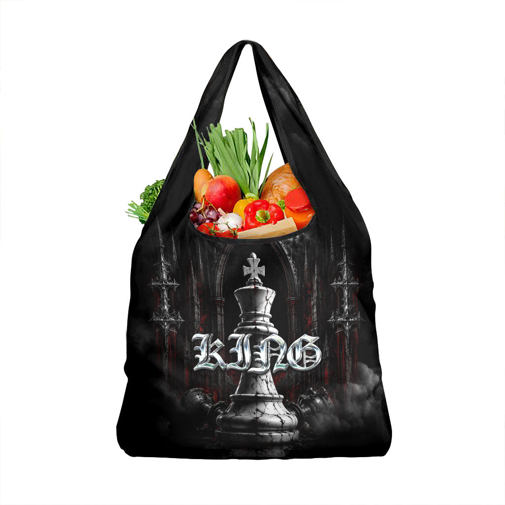 King Chess Piece Grocery Bag Dark Gothic Fantasy Board Game Art