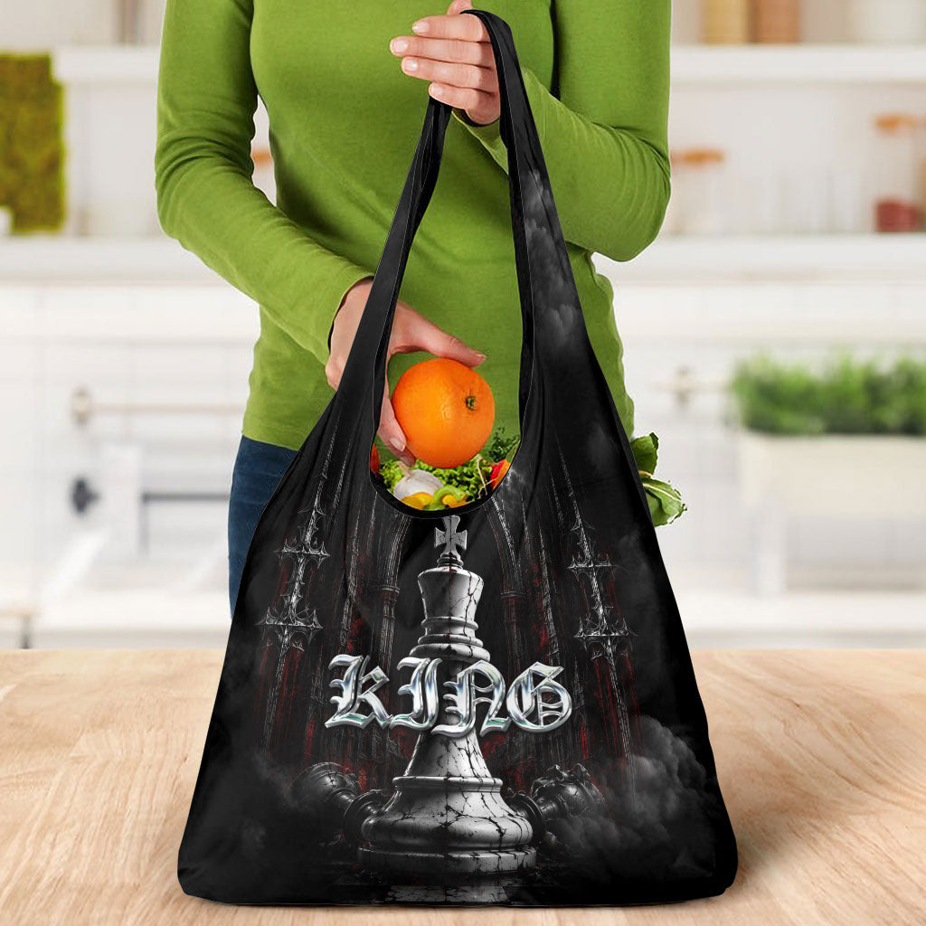 King Chess Piece Grocery Bag Dark Gothic Fantasy Board Game Art