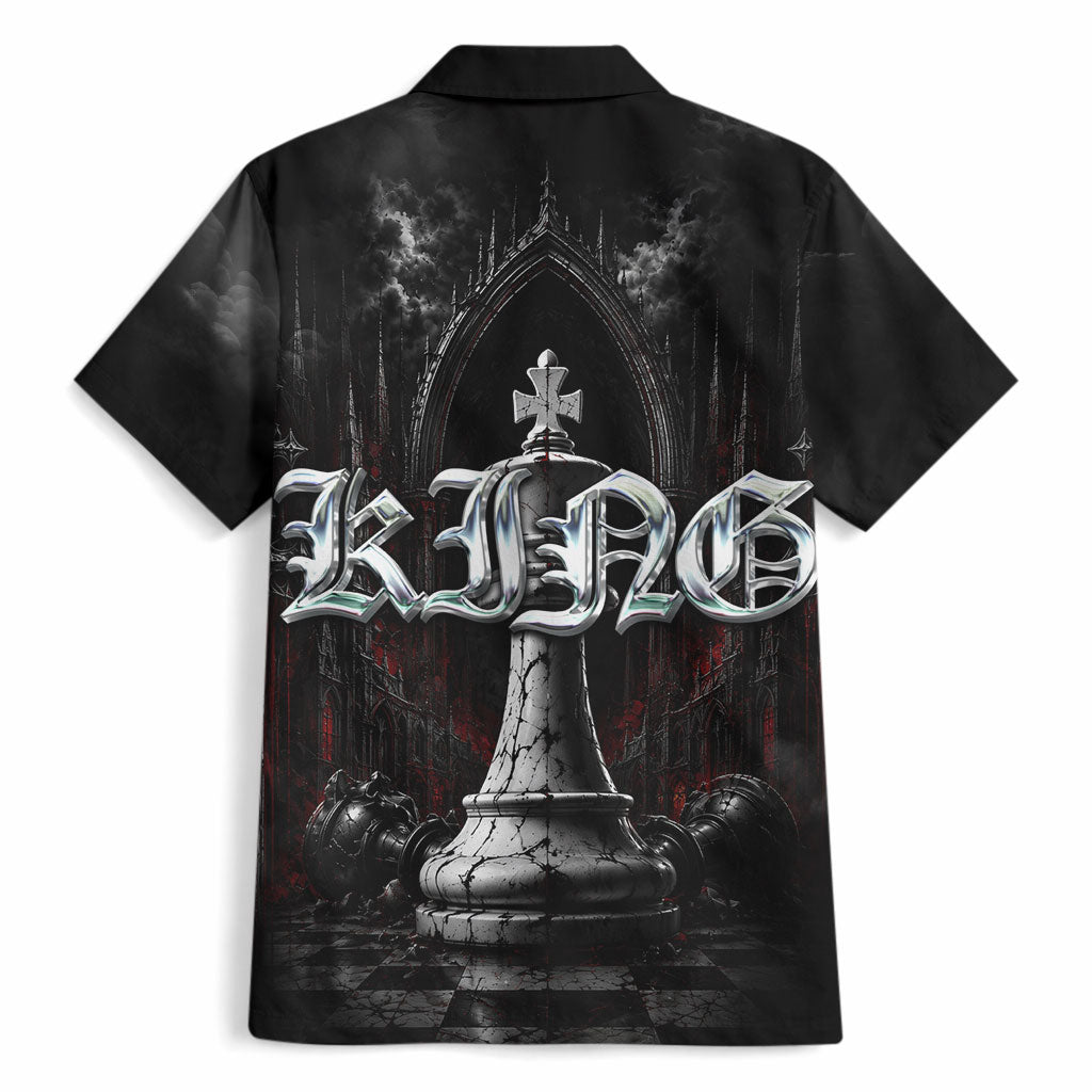 King Chess Piece Hawaiian Shirt Dark Gothic Fantasy Board Game Art