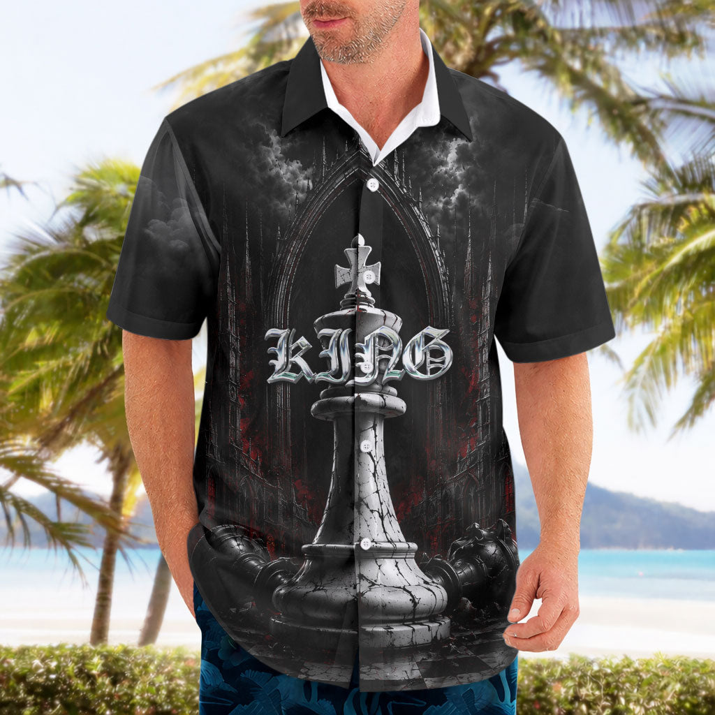 King Chess Piece Hawaiian Shirt Dark Gothic Fantasy Board Game Art