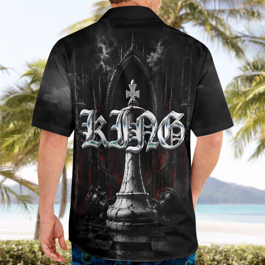 King Chess Piece Hawaiian Shirt Dark Gothic Fantasy Board Game Art