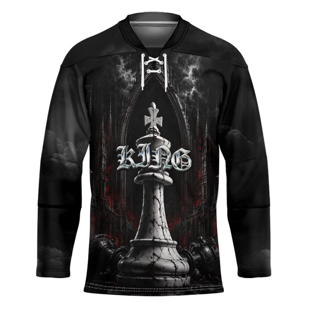 King Chess Piece Hockey Jersey Dark Gothic Fantasy Board Game Art