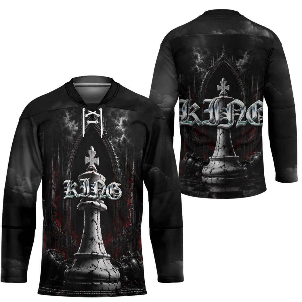 King Chess Piece Hockey Jersey Dark Gothic Fantasy Board Game Art