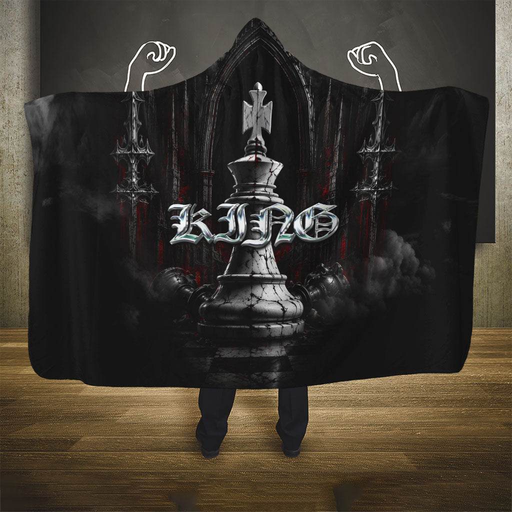 King Chess Piece Hooded Blanket Dark Gothic Fantasy Board Game Art