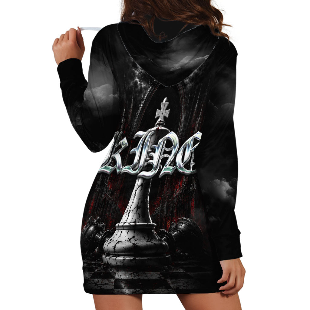 King Chess Piece Hoodie Dress Dark Gothic Fantasy Board Game Art
