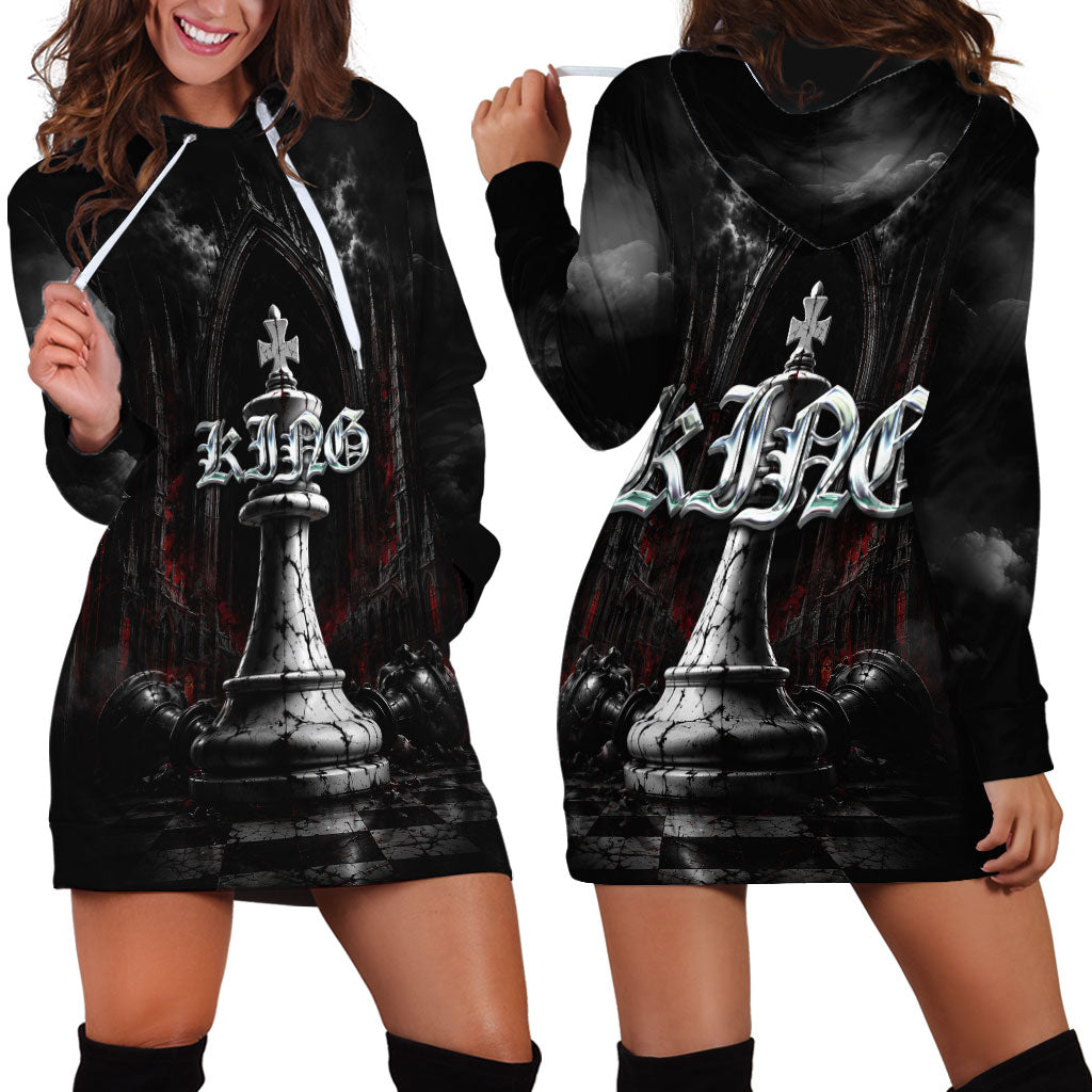 King Chess Piece Hoodie Dress Dark Gothic Fantasy Board Game Art