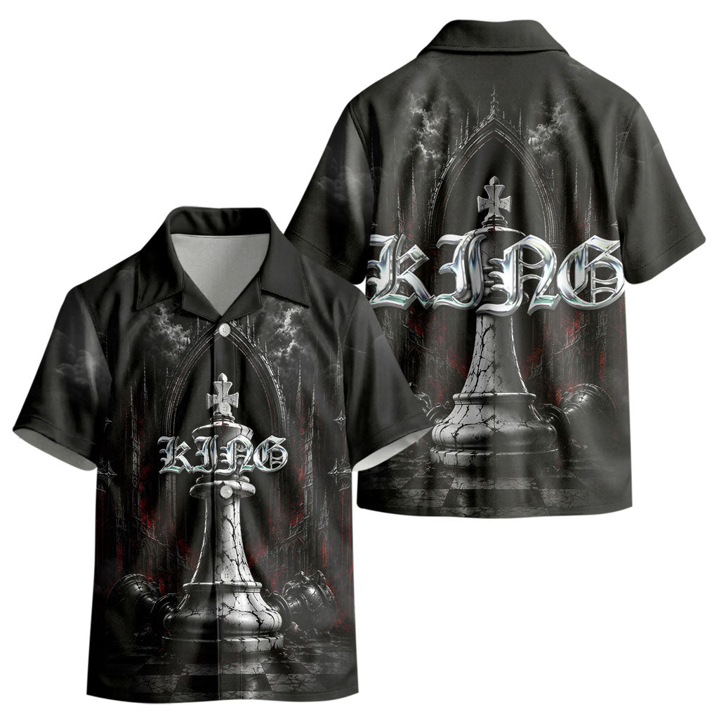King Chess Piece Kid Hawaiian Shirt Dark Gothic Fantasy Board Game Art