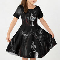 King Chess Piece Kid Short Sleeve Dress Dark Gothic Fantasy Board Game Art