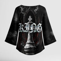 King Chess Piece Kimono Sleeve Blouse Dark Gothic Fantasy Board Game Art
