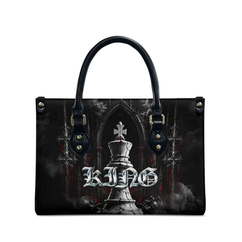 King Chess Piece Leather Bag Dark Gothic Fantasy Board Game Art