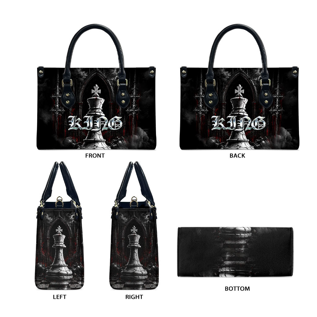 King Chess Piece Leather Bag Dark Gothic Fantasy Board Game Art