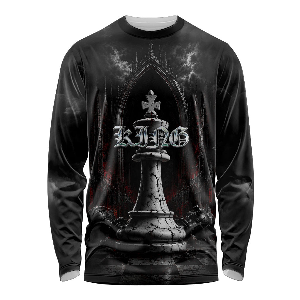 King Chess Piece Long Sleeve Shirt Dark Gothic Fantasy Board Game Art