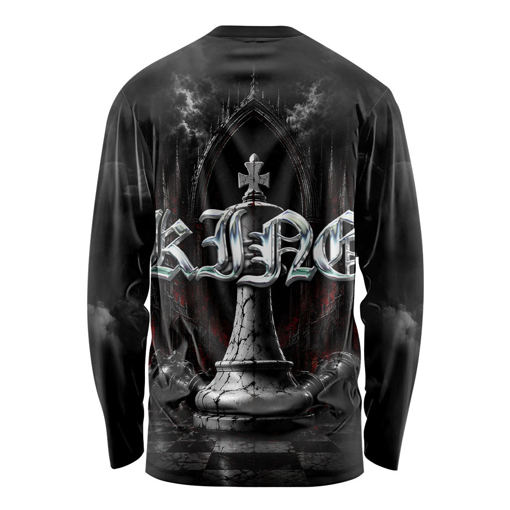 King Chess Piece Long Sleeve Shirt Dark Gothic Fantasy Board Game Art