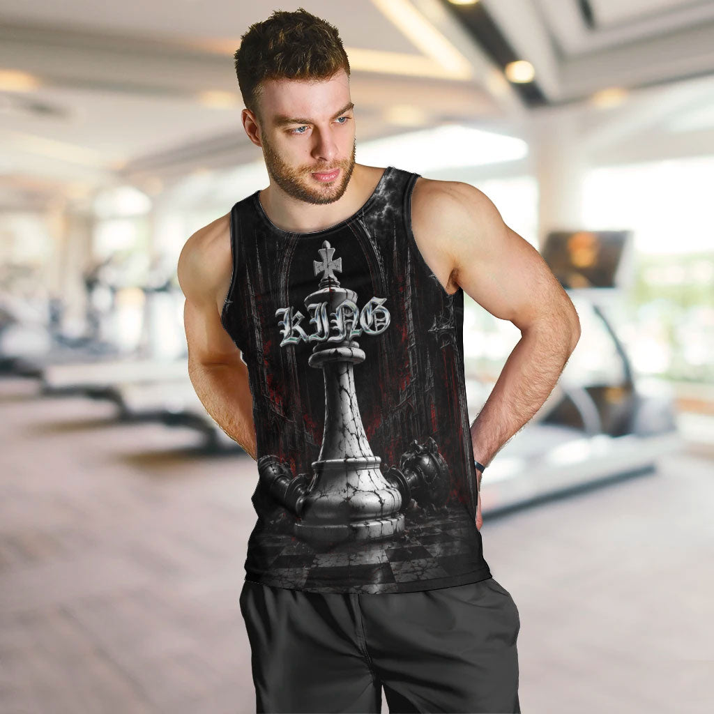 King Chess Piece Men Tank Top Dark Gothic Fantasy Board Game Art