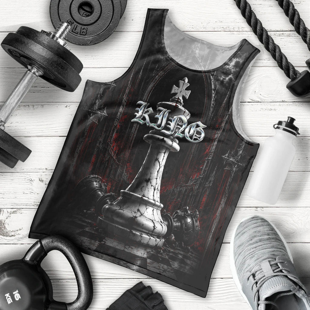 King Chess Piece Men Tank Top Dark Gothic Fantasy Board Game Art