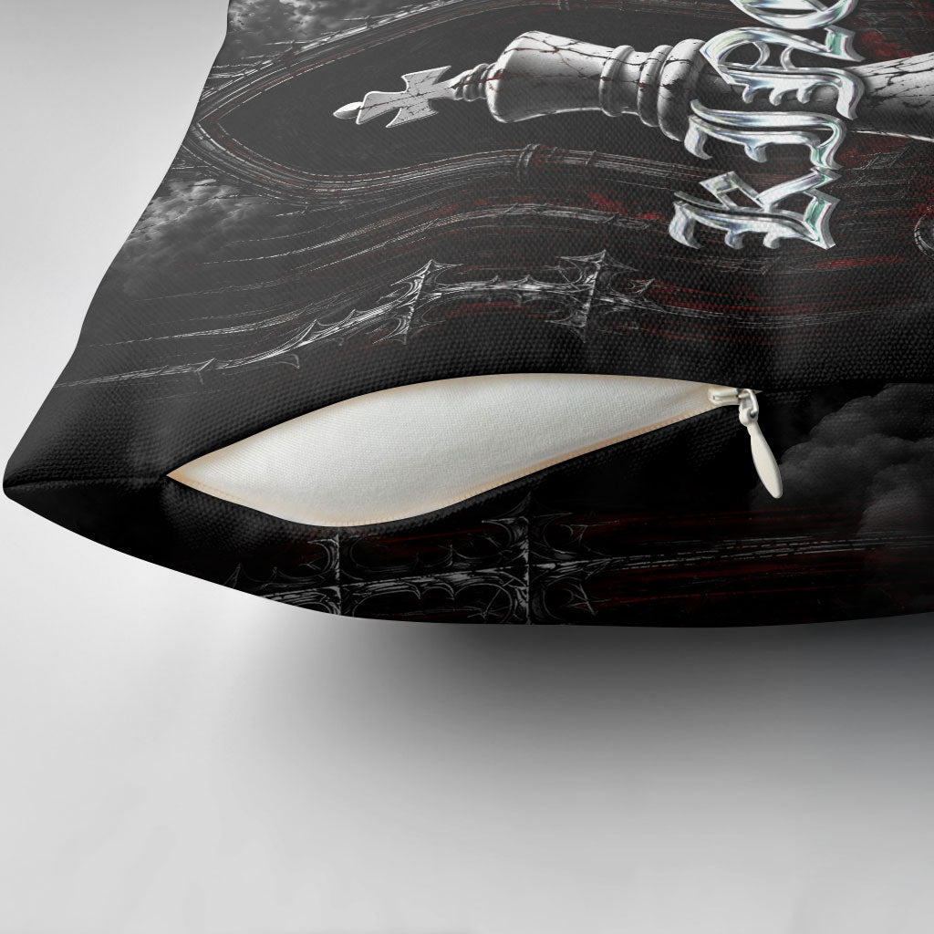 King Chess Piece Pillow Cover Dark Gothic Fantasy Board Game Art