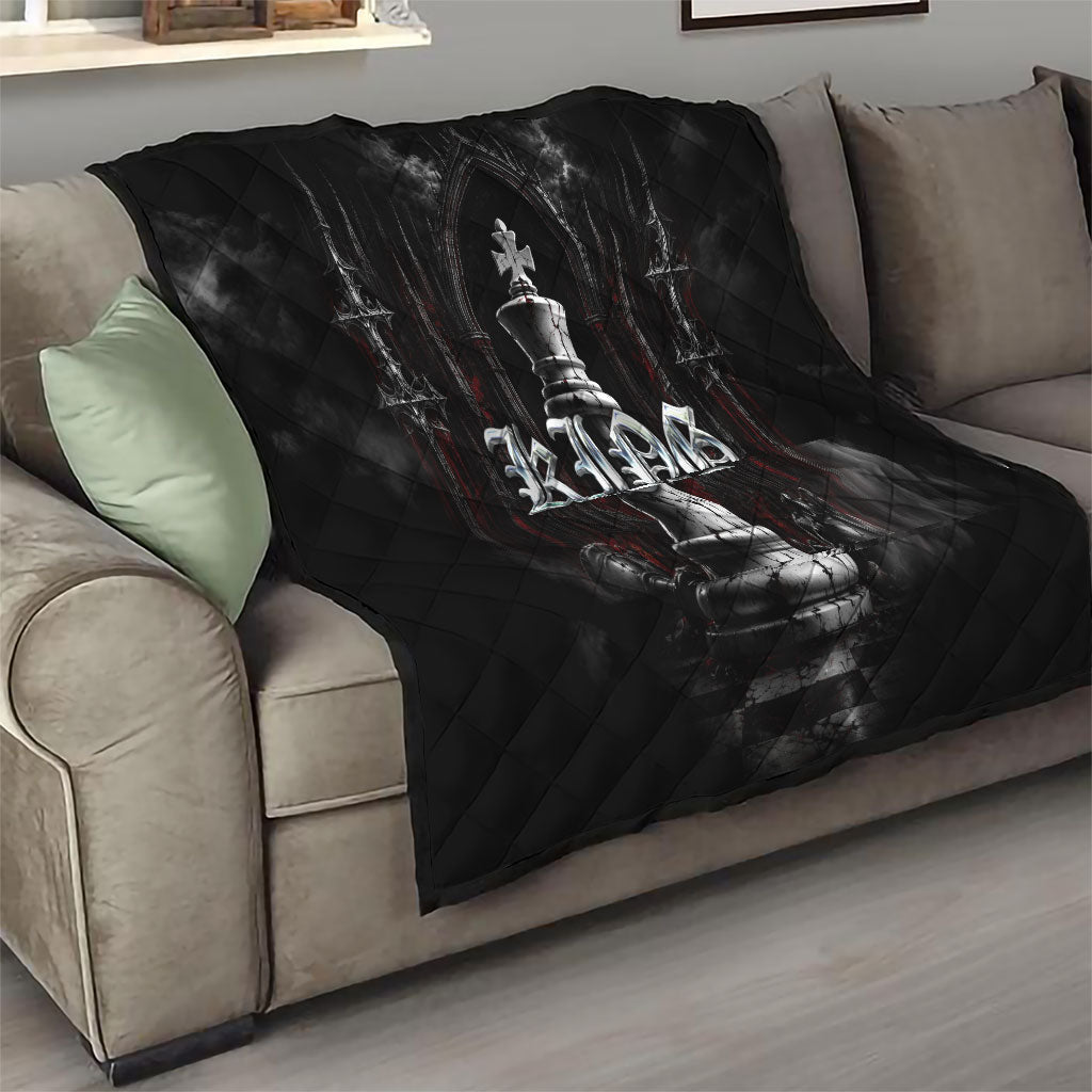 King Chess Piece Quilt Dark Gothic Fantasy Board Game Art
