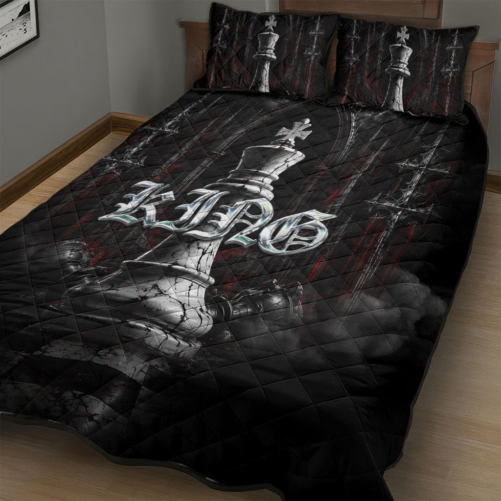 King Chess Piece Quilt Bed Set Dark Gothic Fantasy Board Game Art