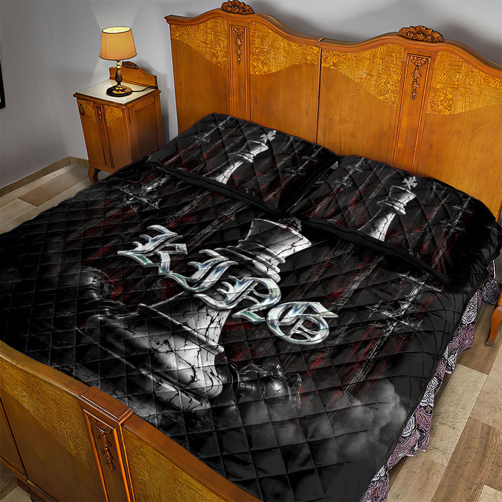 King Chess Piece Quilt Bed Set Dark Gothic Fantasy Board Game Art