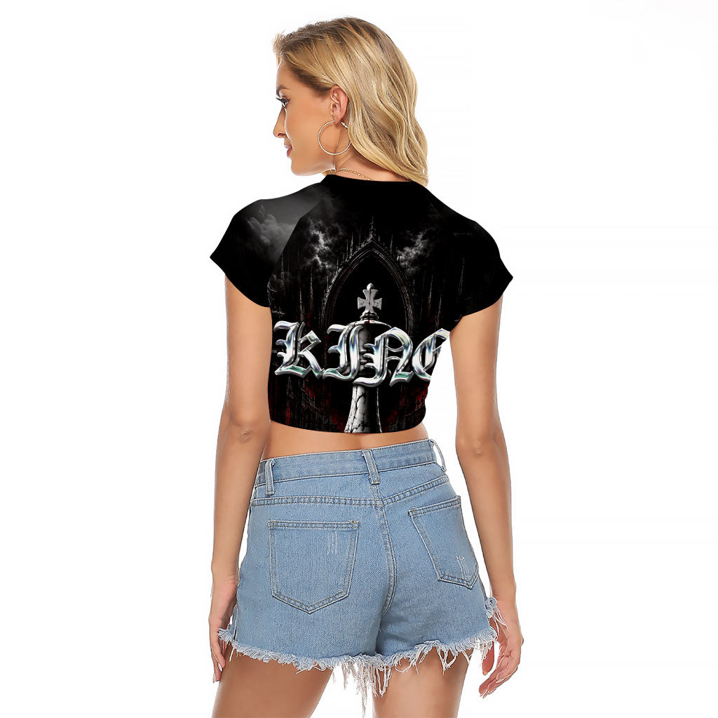 King Chess Piece Raglan Cropped T Shirt Dark Gothic Fantasy Board Game Art