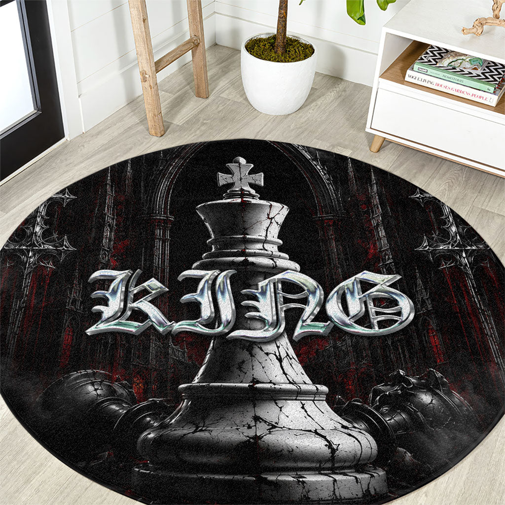 King Chess Piece Round Carpet Dark Gothic Fantasy Board Game Art
