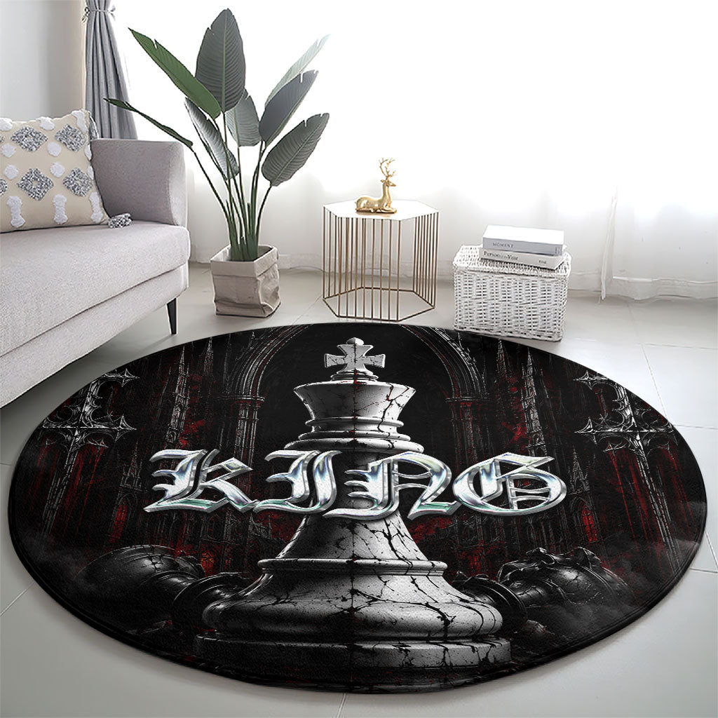 King Chess Piece Round Carpet Dark Gothic Fantasy Board Game Art