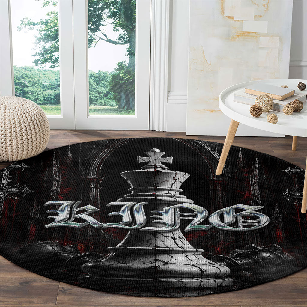 King Chess Piece Round Carpet Dark Gothic Fantasy Board Game Art