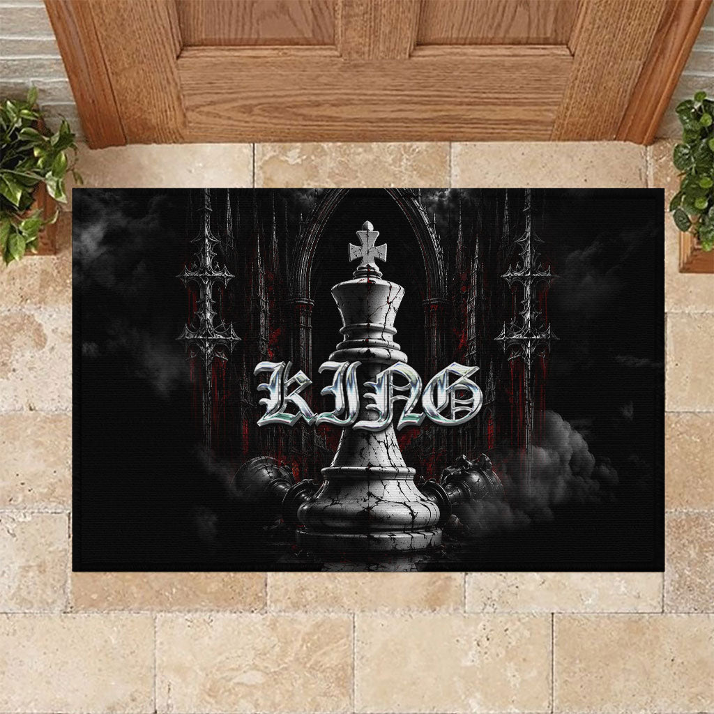 King Chess Piece Rubber Doormat Dark Gothic Fantasy Board Game Art