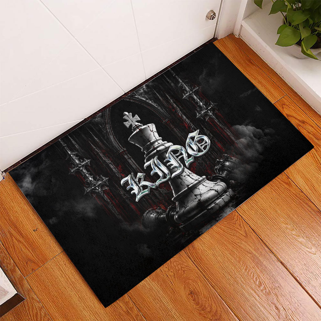King Chess Piece Rubber Doormat Dark Gothic Fantasy Board Game Art